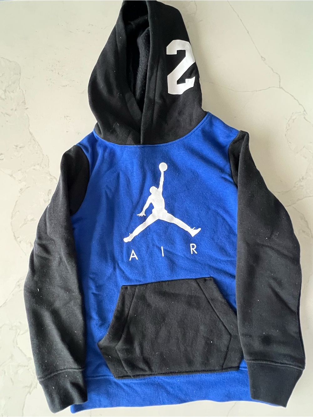 Jordan Black Hoodie with Blue Liner and Red Jumpman